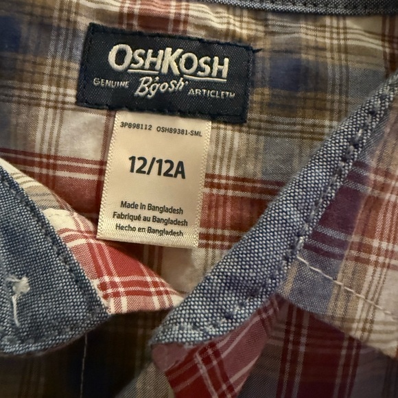 OshKosh B'gosh Men's Red and Blue Plaid Shirt - Picture 2 of 3